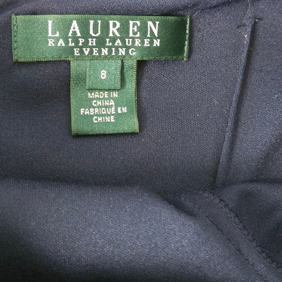 Lauren Ralph Lauren Black Lace Evening Gown 8 Formal Maxi Dress Open Back - Picture 4 of 9